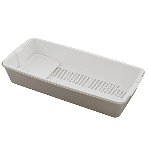 【2個セット】 オクト 抗菌 抗ウイルス 皿 ざる 水切り 卓上 盛り皿 トレー付 ワームグレー スリム MA-..