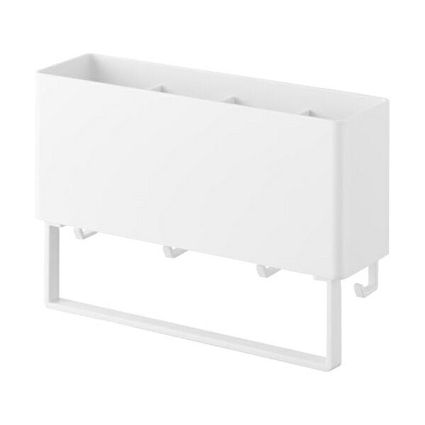 【3個セット】 ヤマザキ ジツ 山崎実業 (Yamazaki) マグネット ストレージ ボックス ワイド タオルバー付き ホワイト W24.5×D7.2×H10.5cm プレート Plate 収納バスケット 1558