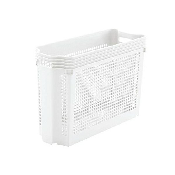 フドウギケン 不動技研 収納ケース スタックカーゴ スリム 深型 幅19×奥行49.4×高さ34.3cm ホワイト F2523 | プラスチック 収納カゴ かご 白 バスケット 積み重ね スタッキング 整理 深い ペットボトル 洗剤 ストッカー 保管 キッチン 台所 コロ付