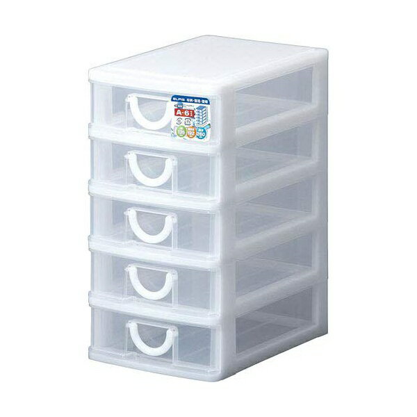 【5個セット】 サンコープラ サンコープラスチック (SankoPlastic) 小物収納5段 エルピス 幅13.5×奥19.2×高26cm ホワイト