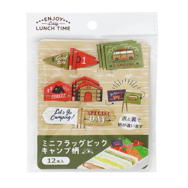 まるき 02820 ミニフラッグピック キャンプ柄 12本