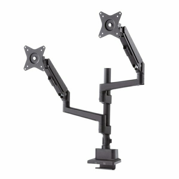 サンワサプライ CR-LAC2407BK モニターアーム ディスプレイアーム 2画面上下左右 デュアルモニター ガススプリング 薄型クランプ 耐荷重各1から9kg 32インチまで対応 ブラック