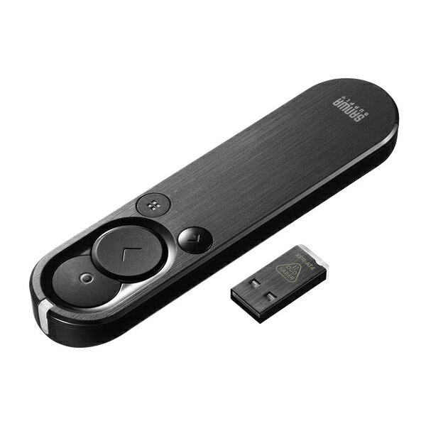 サンワサプライ MA-WPR15BK レーザーポインター 緑 グリーンレーザー 充電式 プレゼンテーション ソフトウェアポインター ジャイロ 3台同時カーソル操作 ポーチ付き