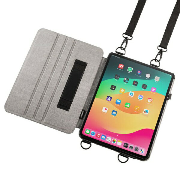 サンワサプライ PDA-IPAD2012BK iPad Pro 13インチ M4/2024用スタンド ベルト付きケース ASNPDA-IPAD2012BK スマートフォン タブレット 携帯電話 iPadケース