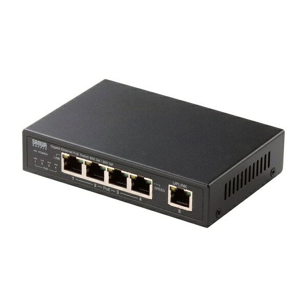 サンワサプライ LAN-GIGAPOE55 スイッチングハブ PoE給電 ギガビット メタル筐体 5ポート PoE＋ IEEE 802.3af/at ファンレス 静音 マグネット付き 全ポート合計60W