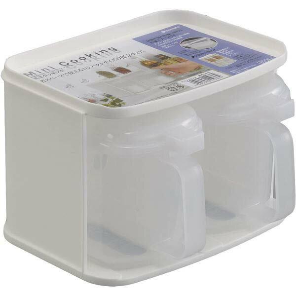 イノマタ化学 ミニクッキング ホワイト 1193 調味料ラック 調味料 ポット 入れ 容器 ストッカー 砂糖 省スペース コンパクト 保存容器 計量スプーン付き 小匙 小さじ 調味料いれ 保存ケース 乾物入れ キッチン 調味料入れ 積み重ね可能 収納 保存 イノマタ