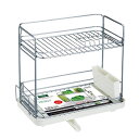 【8個セット】 アスベル Nポゼ 縦横兼用クリアコート 2段 水切り ホワイト スリム 5514 水切りラック 水切りかご カトラリースタンド まな板立て付 キ...