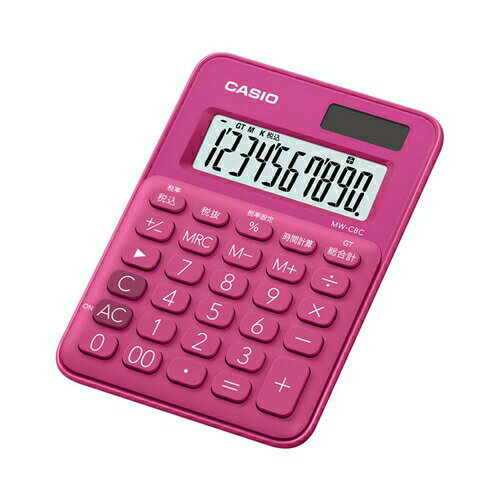 【5個セット】 カシオ MW-C8C-RD-N カラフル電卓（10桁） ビビッドピンク