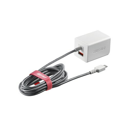 バッファロー BSMPA2401BC2TWH 2.4A出力 AC-USB急速充電器 microUSB急速ケーブル一体型タイプ 1.8m ホワイト バッファロー BSMPA2401BC2TWH 2.4A出力 AC-USB急速充電器 microUSB急速ケーブル一体型タイプ 1.8m ホワイト