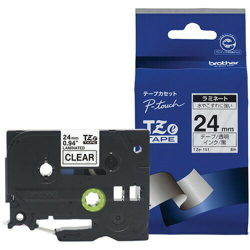 【5個セット】 ブラザー TZe-151 ラベルライターピータッチ用 ラミネートテープ 透明テープ 黒文字 幅24mm 長さ8m 【5個セット】 ブラザー TZe-151 ラベルライターピータッチ用 ラミネートテープ 透明テープ 黒文字 幅24mm 長さ8m