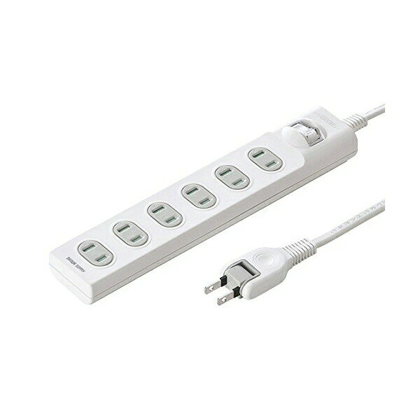 サンワサプライ 電源タップ TAP-TSH610SWN 6個口 ホワイト シャッター付き 火災予防 SANWA SUPPLY TAP TSH610 トラッキング防止 安全 電源コード