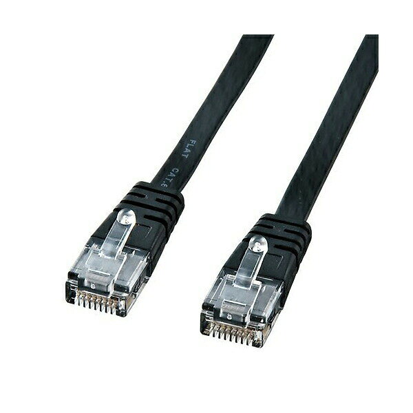 【ケーブル色】:ブラック【コネクタ形状】:RJ-45スリムコネクタ付き(高性能アルタネート方式)【ケーブル結線】:ストレート全結線【ケーブル構造】:より線仕様フラットツイストペア【ケーブル直径】:1.4mm×6mm●厚さ1.4mm超フラットタイプで、ギガイーサネット完全対応のカテゴリ6フラットLANケーブル厚さ1.4mm超フラットタイプで、ギガイーサネット完全対応のカテゴリ6フラットLANケーブル●ケーブル色：ブラック ●コネクタ形状：RJ-45スリムコネクタ付き(高性能アルタネート方式) ●ケーブル結線：ストレート全結線 ●ケーブル構造：より線仕様フラットツイストペア ●ケーブル直径：1.4mm×6mm ●対応伝送帯域：カテゴリ6、カテゴリ5e(1000BASE-T)、カテゴリ5(100BASE-TX)、カテゴリ3(10BASE-T)適合 ●対応環境（機器）：ADSLモデム、CATVモデム、FTTH、デジタルテレビ、ハードディスクレコーダ（RJ-45ポートを持つ機種）、INS64（30m以下）対応