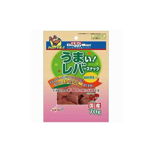 【3個セット】 ドギーマン うまい レバースナック 緑黄色野菜入り 70g 犬 おやつ 70g×1 全犬種 生後2ヶ月以上 本体サイズ:幅4.5×奥行き0.1×長さ3.0cmパッケージサイズ:幅14.5×奥行き2.0×長さ20.5cm 日本製 犬用スナック ドギーマンハヤシ 安心素材