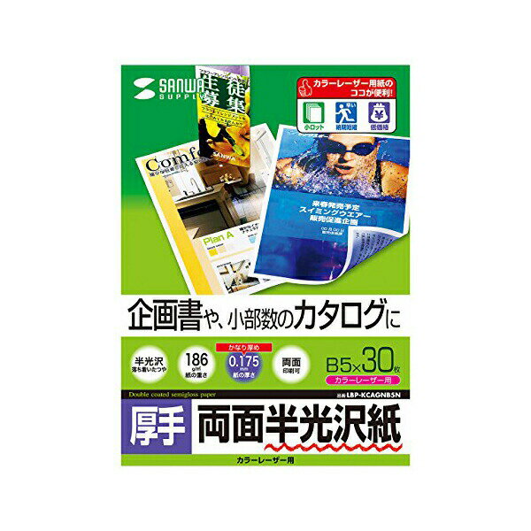 サンワサプライ カラーレーザー用半光沢紙 厚手 LBP-KCAGNB5N 送料無料