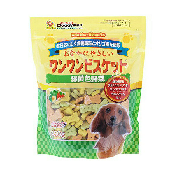 【6個セット】 ドギーマン おなかにやさしいワンワンビスケット 緑黄色野菜 450g おやつ 全犬種 オールステージ(生後3ヵ月~) ワンワンビスケット おなかにやさしい ドギーマンハヤシ 犬用おやつ オリゴ糖 カルシウム ドッグフード オールステージ クッキー 安心素材