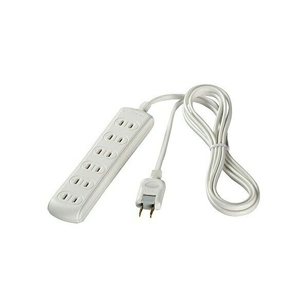 バッファロー iBUFFALO 2ピン式電源 タップ 6個口 2m ホワイト BSTAPST2620WH 送料無料