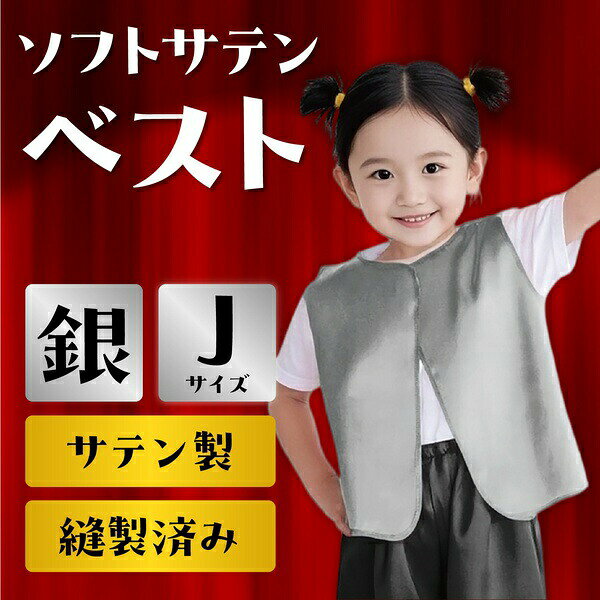 【10個セット】 ソフトサテン ベスト 銀 J