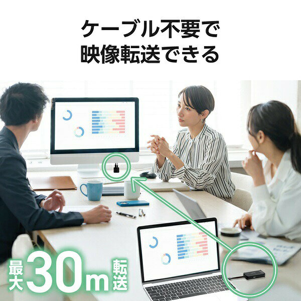 ウルマックス 楽天市場店のDH-CW4K110BK ワイヤレス HDMI 送受信機 ブラック エレコム ELECOM 無線 接続 スマホ パソコン タブレット 画面転送 動画配信 テレビ接続 映像出力｜アングル3