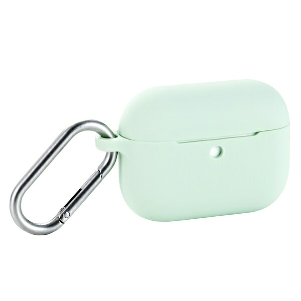 AVA-AP07SCGN エレコム AirPods Pro用 シリコンケース グリーン MagSafe対応 衝撃吸収 ELECOM AVA マグセーフ ワイヤレスイヤホン用ケース 第2世代対応 カラビナ付き