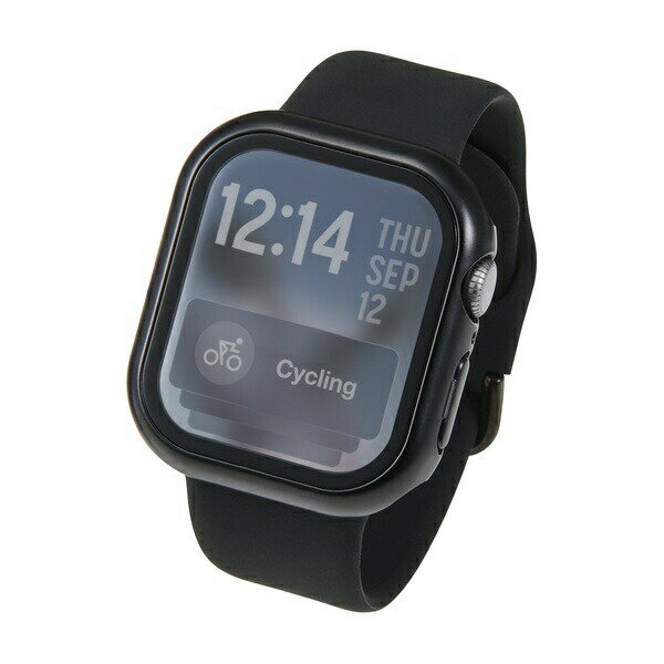  エレコム AW-25BFCGPBK Apple Watch 42mm フルカバーケース プレミアムガラス 高透明 メタリック ブラック