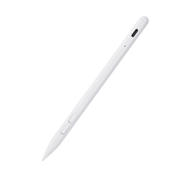  エレコム P-TPACSTAP14WH タッチペン 充電式 iPad専用 ショートカットボタン パームリジェクション 傾き検知 磁気吸着 USB-C充電 急速充電 交換ペン先 ホワイト