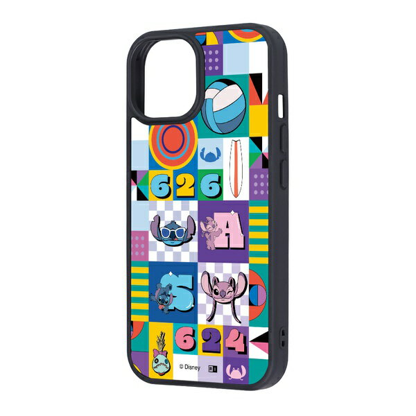 Rakuten - iPhone 15/14/13 / ディズニー / maru 衝撃吸収 バンパー ハイブリッドケース / スティッチとエンジェル_総柄