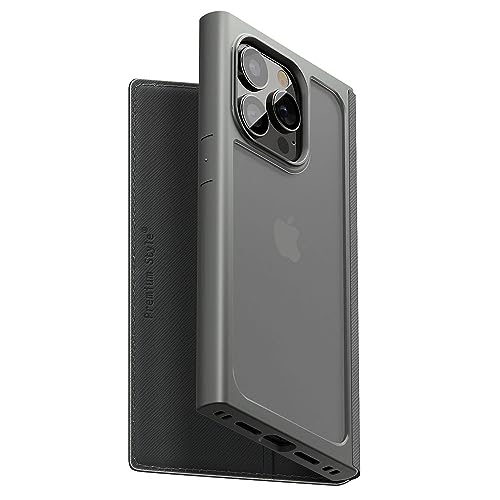 乐天商城 - 【5個セット】 PGA PG-23BGF05BK iPhone15Pro ガラスフリップケース スクエアデザイン Premium Style ブラック PG23BGF05BK