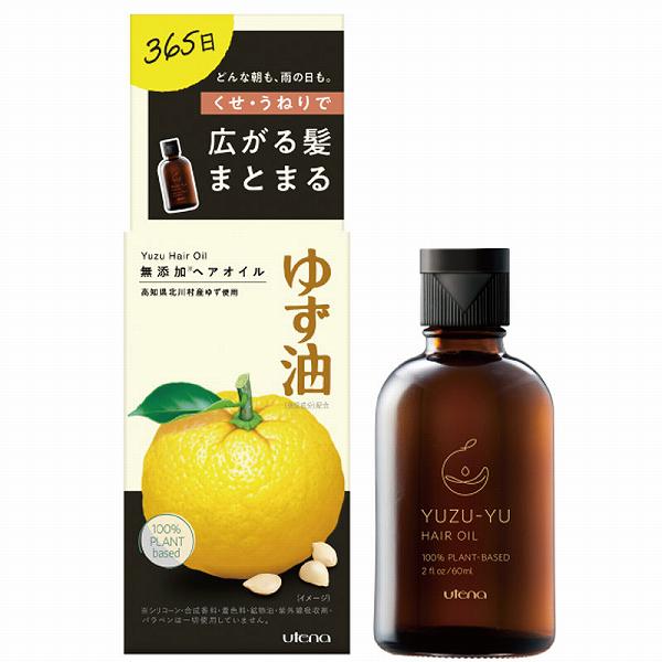 【6個セット】 ウテナ ゆず油 無添加ヘアオイル 60mL ダメージケア ヘアオイル 柚子 ヘアケア トリートメント アウトバス 保湿 うすーいおまけつき くせ毛 洗い流さない 頭皮ケア 超しっとり うねり 爽やか 対策 無添加 マッサージ パサつき まとまる