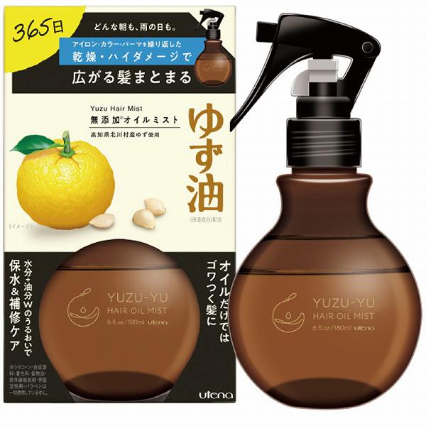 【6個セット】 ウテナ ゆず油 無添加オイルミスト 180mL ヘアオイル 柚子 爽やかなゆずの香り ヘアケア トリートメント バランス オイル 保湿 ヘアウォーター オイルミスト 本体 ミスト ダメージ補修 無添加 正規品 アットコスメ 乾燥 スタイリング