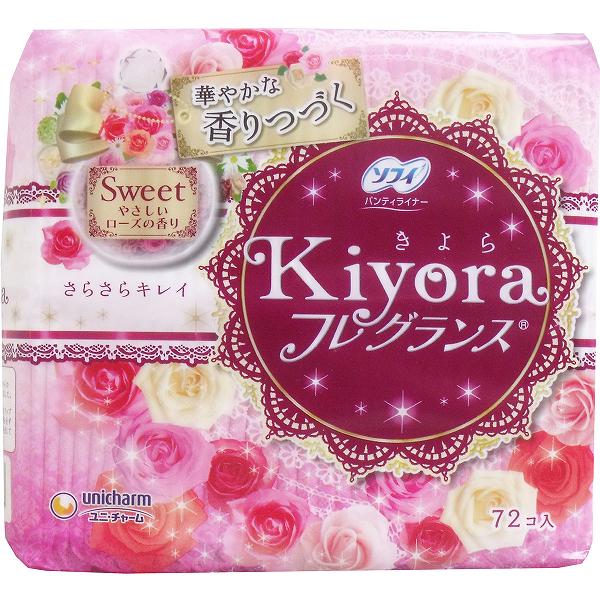 【5個セット】 ソフィ KiyoraF パンティライナー スウィート ローズの香り 72個入 フレグランススイート ダイエット ユニチャーム 尿漏れ デザイン 花柄 ライナー 衛生日用品 やさしいローズ アロマローズの香り サラサラ メディカル 消臭 介護 女性用 スイート