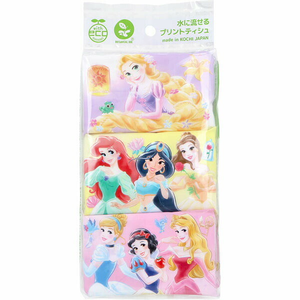 【5個セット】 ディズニープリンセス 水に流せるプリントティシュ 16枚(8組)×6個入