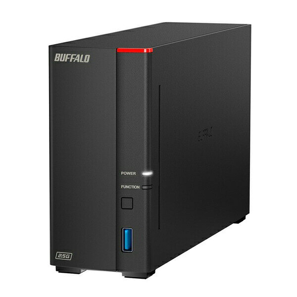 SOHO向けの1ベイ6TB対応ネットワークHDD。2.5GbEポート搭載で高速データ転送に対応。【特徴】●ヘキサコアCPU搭載●リード234.3MB/s、ライト188.4MB/sの転送速度を実現●NAS専用HDD搭載で長時間稼働に対応●冷却ファンを搭載●ファームウェア二重構造で万が一のトラブル時もデータを保護●UPS連動に対応し複数のNASを安全にシャットダウン可能●セキュリティスロット搭載で盗難防止機能を装備●USB 3.2(Gen1)、USB 3.1(Gen1)、USB 3.0、USB 2.0ポート搭載【仕様】入数1台対応機種Windows PC、Mac(Intel CPU搭載)、iPhone、iPad Pro、iPad、iPad mini、iPod touch、Android搭載スマートフォン・タブレット端末対応規格2.5GBASE-T / 1000BASE-T / 100BASE-TX / 10BASE-Tコネクタ形状RJ-45型 8極(Ethernet) / USB 3.2(Gen1) / USB 3.1(Gen1) / USB 3.0 / USB 2.0保証3年【使用場所】●SOHO　●オフィス【ご注意】●保証期間内の軽度論理障害は無償対応●バッファロー正規データ復旧サービスに対応●USB端子は周辺機器接続専用でパソコンを直接接続することはできない●スマートフォン・タブレット端末での利用時は無線LAN親機が必要SOHO向けの1ベイ6TB対応ネットワークHDD。2.5GbEポート搭載で高速データ転送に対応。入数：1台SOHO、オフィスなどに。