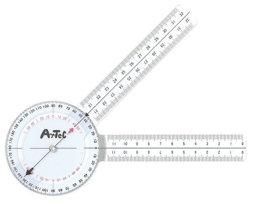 ArTec ゴニオメーター 360度 角度測定器 関節可動域 プラスチック製 リハビリ 医療用 ARTEC 計測 運動機能評価 定規型 目盛付き