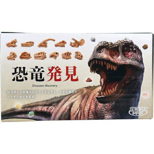 ▼まとめ買いがおすすめ！ 2個セット（必見） 3個セット（限定） 5個セット（激安） ※この商品は配送会社の都合により、北海道・沖縄・離島にはお届けできません。 ご注文が確認された場合、キャンセルさせて頂く可能性がございますのであらかじめご了承ください。暗闇で光る！スケルトン化石が出てきたら、超ラッキー！●恐竜化石フィギュア11種(※種類は選べません)。・ドラコレックス・ヴェロキラプトル・ディプロドクス・パラサウロロフス・ブラキオサウルス・ディロフォサウルス・ティラノサウルス・トリケラトプス・カルノタウルス・ニジェールサウルス・オヴィラプトル●原石6種(※種類は選べません)。・アベンチュリン・ローズクォーツ・レッドジャスパー・フローライト・イエローカルサイト・タイガーアイ【セット内容】砂・説明書・スコップ・ブラシ・恐竜化石フィギュア(11種類のうちどれか1個)・原石(6種類のうちどれか1個)【対象年齢】15才以上※お子様が使用される場合は、必ず保護者の方がお付き添いください。【How to use】(1)砂がとびちってもいいように、まず砂の下に紙か新聞紙をしきます。(2)道具を使って、砂の中から恐竜化石フィギュアと原石を見つけ出します。キズ付けないようにそーっと・・・。(3)どの恐竜と原石が出てくるかはお楽しみ！細かい砂はブラシで取り、水で洗ってしっかり汚れを落としてね。【使用上の注意】・本品は飲食物ではありません。誤飲等には十分ご注意ください。・万一飲み込んだ場合は、すぐ医師に相談し診察を受けてください。・掘り出す際、飛び散る恐れがある為、目や口等に入らないよう注意してください。マスク等の着用をおすすめします。・乱暴に取り扱わないでください。破損やケガの原因になります。・出てくるものによっては、尖っている場合もある為、危険ですので、直接手で砂を取り除くのはおやめください。・石は手加工の為、色・形・大きさが異なりますのでご了承ください。・石の特性上、別の鉱物を含んだものや、内包性のひびが入ったものがありますが、不良品ではありません。・石には本来の鉱物名以外に複数の呼び名が存在する場合があります。本品では一般的な流通名を表示しています。 【検索用キーワード】 恐竜 玩具 1セット 知育玩具 キット 工作 雑貨 サイズ プレゼント メーカー 素材※この商品は配送会社の都合により、北海道・沖縄・離島にはお届けできません。 ご注文が確認された場合、キャンセルさせて頂く可能性がございますのであらかじめご了承ください。 ▼まとめ買いがおすすめ！ 2個セット（お得） 3個セット（限定） 5個セット（格安）