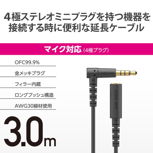 【5個セット】 エレコム EHP-35EL4P30BK マイク対応 ヘッドホン ・ イヤホン 用 延...
