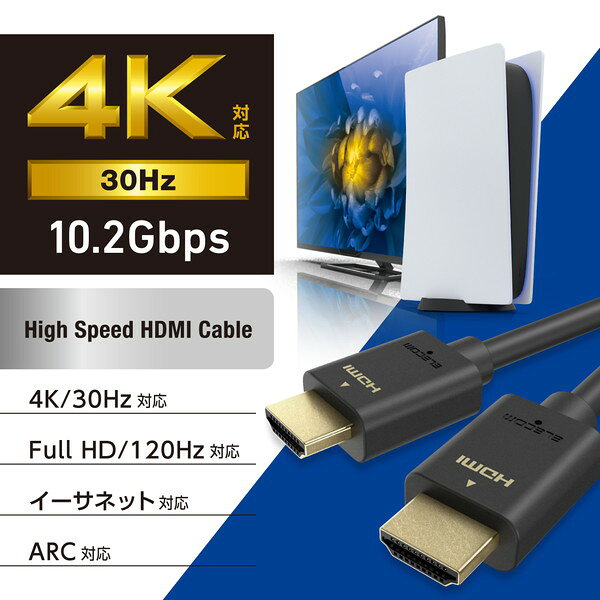 ウルマックス 楽天市場店の【5個セット】 エレコム HDMI ケーブル GM-HD14E20BK ブラック ARC イーサネット対応 High Speed HDMI Cable ゲーミング PS5 PS4 Nintendo Switch Xbox 対応｜アングル2