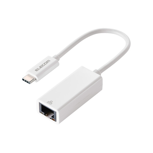 USB Type-C搭載パソコンやゲーム機に接続して有線LAN通信を可能にするアダプター。【特徴】●USB 3.2 Gen1対応で最大1Gbpsの通信速度●ドライバーインストール不要で接続するだけで使用可能●ケーブル長が約12cmで携帯に適した設計●EU RoHS指令準拠【仕様】対応機種Windows 11 / Windows 10 / Mac / iPad / Nintendo Switchカラーホワイト対応規格USB 3.2 Gen1 / 1Gbpsコネクタ形状USB Type-Cケーブル長約12cm材質ポリ袋注意ドライバーインストール不要【使用場所】●薄型パソコン　●ノートパソコン　●Nintendo Switch　●タブレット【ご注意】●Windows環境でのドライバーインストール不要（Windowsのみ対応）●EU RoHS指令準拠：鉛、水銀、カドミウム、六価クロムなど10種類の有害物質の使用を制限 【検索用キーワード】 Gen1 ホワイト 有線LANアダプタ EDCGUC3V3W ELECOM Switch LANアダプタ TypeC Type−C USBC Windows lanアダプター lanケーブル lan変換アダプター usb−c wifi えれこむ アダプタ アダプター イーサネットアダプタUSB Type-C搭載パソコンやゲーム機に接続して有線LAN通信を可能にするアダプター。薄型パソコン、ノートパソコン、Nintendo Switch、タブレットなどに。