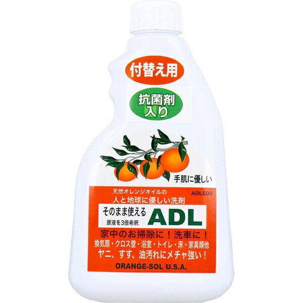 【10個セット】 そのまま使えるADL 住居用多目的洗浄剤 付替え用 500mL