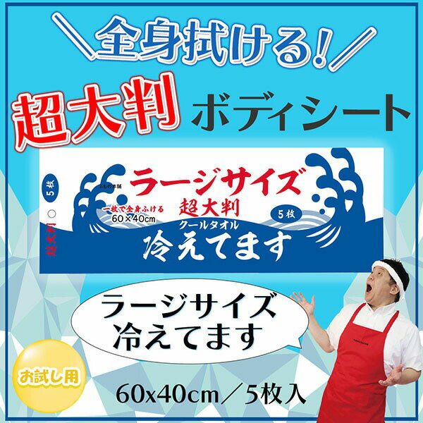 【10個セット】 超大判 クールタオル ラージサイズ冷えてます 60×40cm 5枚入
