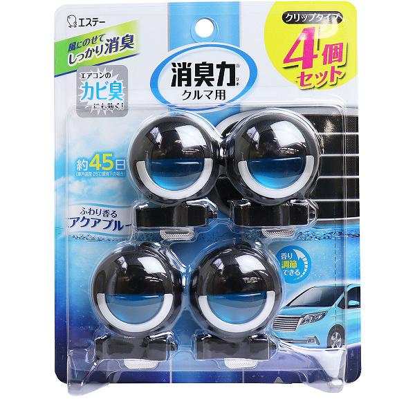 エステー クルマの消臭力 クリップタイプ 4個セット アクアブルー