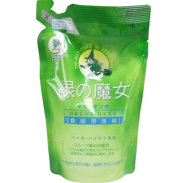 【3個セット】 緑の魔女 キッチン 詰替用 360mL キッチン用 食器用洗剤 食器用 洗剤 詰替 詰替え 緑の魔女キッチン 排水管 キッチン洗剤 グリューネヘクセ 臭わない キッチン用洗剤 厨房用洗剤 液体 弱酸性 食器洗用 サプリエ スタンド 台所用洗剤