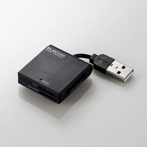 【5個セット】 エレコム MR-K009BK 収納や携帯に便利！コネクタを本体に固定可能！ケーブル固定メモリカードリーダライタ Windows11 対応 ELECOM 6カ月保証 リーダー メモリカードリーダ メモリリーダライタ カードリーダー ケーブル固定 カード 送料無料