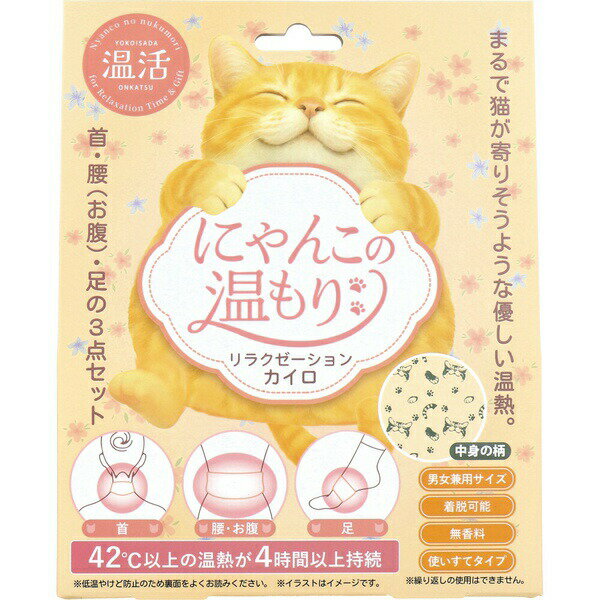 【2個セット】 にゃんこの温もり リラクゼーションカイロ 使いすてタイプ 無香料 1セット