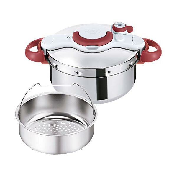 T-Fal - ティファール 圧力鍋 4.5L 2~4人用 IH ガス火対応 カンタン開閉 10年保証 クリプソ ミニット イージー ルビーレッド P4620669 人気商品
