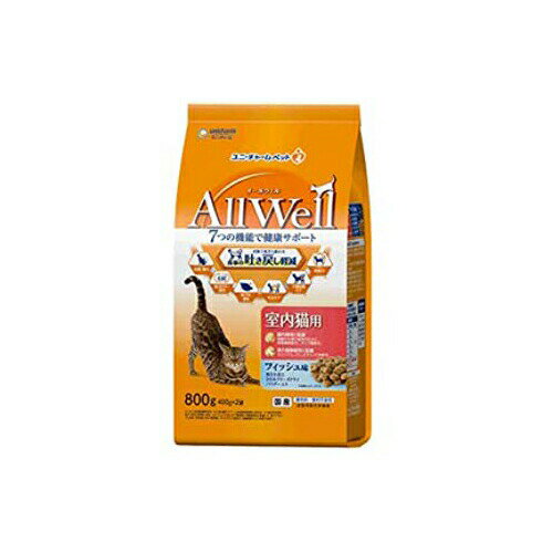 Other Wet Food - 【4個セット】 AllWell 室内猫用 フィッシュ味挽き小魚とささみ フリーズドライパウダー入り 800g ユニ・チャーム 猫 フード ドライ 安心素材
