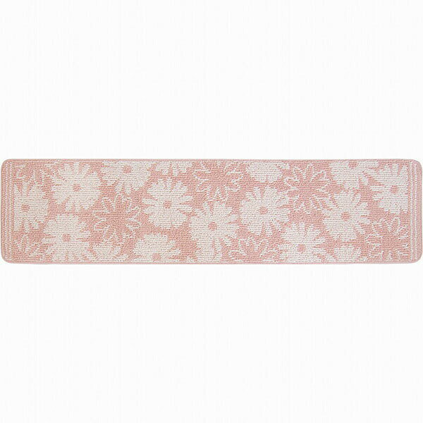 Rakuten - 【15個セット】 ルックス キッチンマット シュクレ 45×180cm ピンク 柔らかい 花柄 デイジー スモーキー 滑り止め 衛生的 薄手 手軽 ポリプロピレン 大きなサイズ ホワイトデー 台所 マット グレー モダン インテリア 洗える シンプル