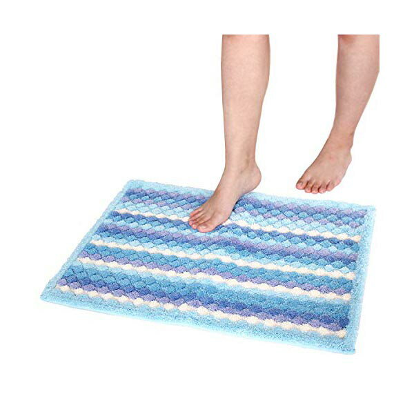 Mats - 【3個セット】 オカ バスマット 乾度良好 抗カビプラス 吸水 速乾 約45×60cm ブルー 抗菌 お風呂 脱衣所 タオル地 プレゼント 人気 足ふきマット バス 新生活 防カビ かわいい 引越し 玄関マット 北欧 ふわふわ マット 風呂マット 誕生日 人気商品