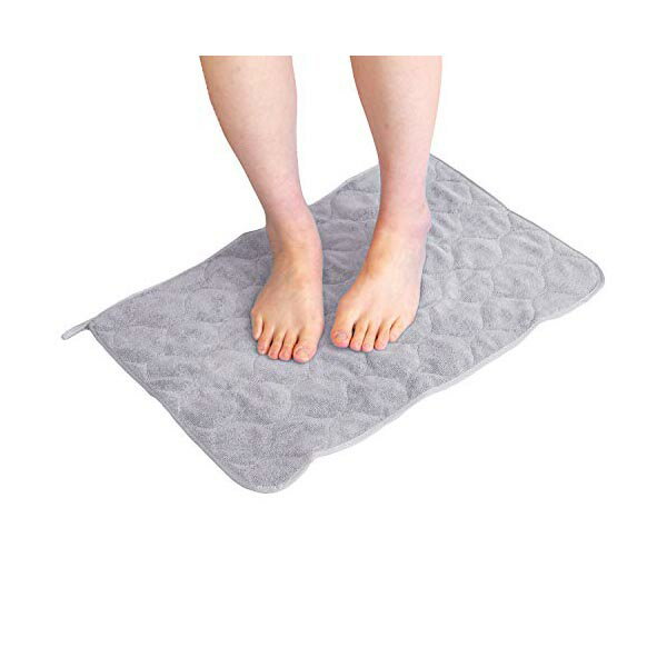 【5個セット】 オカ OKA お風呂上がりの 足ふきマット 約40cm×60cm グレー マイクロファイバー タオル地 バス バスマット 速乾 吸水 マット 風呂マット インテリア おしゃれ ラグ 吸水マット 洗える シンプル 人気商品