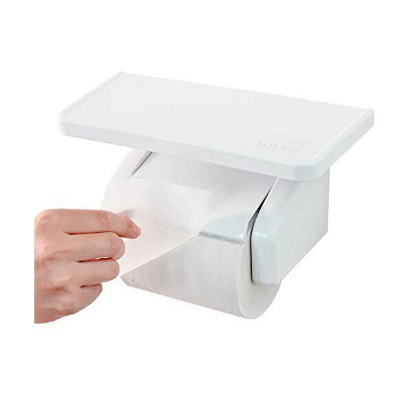 オカ fill+fit ワンタッチ ペーパーホルダー 棚付き ホワイト トイレ 浴室 トイレットペーパー 紙巻き器 シングル 北欧 木目 収納 清掃 衛生用品 労働衛生用品 トイレ用品 紙巻器 フィルフィット 我が家べんり化計画 木目調 リフォーム 介護 施設
