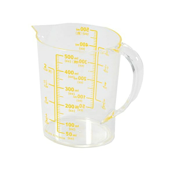 【2個セット】 パールキンゾク デリッシュキッチン パール金属 計量 カップ 耐熱 500ml 大きい目盛 イエロー CC-1848